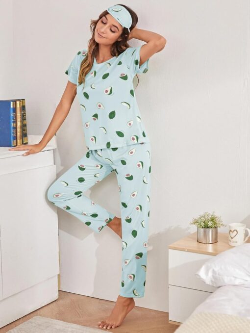 SMOWKLY Printed Round Neck Short Sleeve Nightsuit Set | Pajama Set | Casual Night Dress for Women - Wedding Sexy Night Dress For Women - Image 3