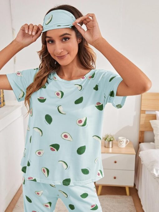 SMOWKLY Printed Round Neck Short Sleeve Nightsuit Set | Pajama Set | Casual Night Dress for Women - Wedding Sexy Night Dress For Women - Image 4