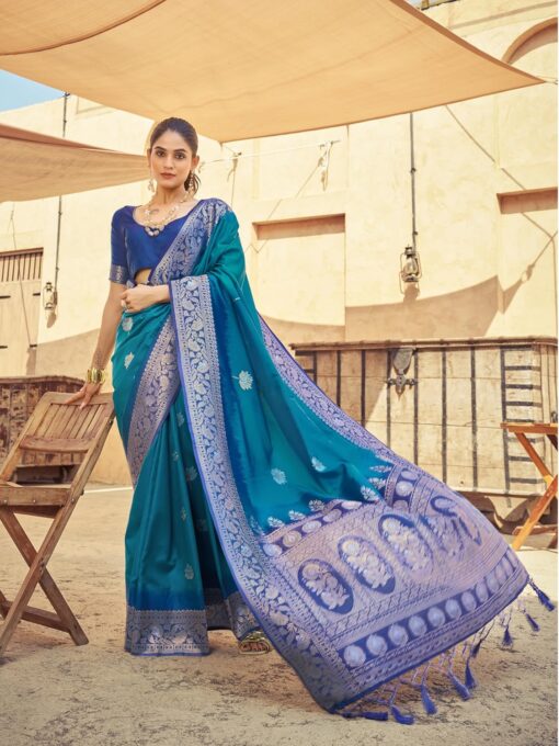SWORNOF Women's Kanjivaram Soft Silk Banarasi Sarees With Unstiched Blouse Piece - Kancheepuram VRK SIL - Image 3
