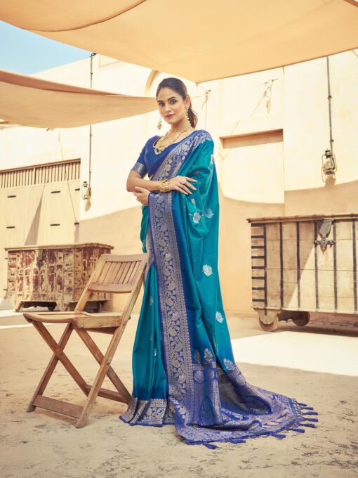 SWORNOF Women's Kanjivaram Soft Silk Banarasi Sarees With Unstiched Blouse Piece - Kancheepuram VRK SIL - Image 4