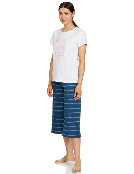 Amazon Brand - Symbol Women Cotton T-Shirt and Culotte Night Suit (Night Wear | Lounge Wear Set) - Sexy Night Dress For Men - Image 3