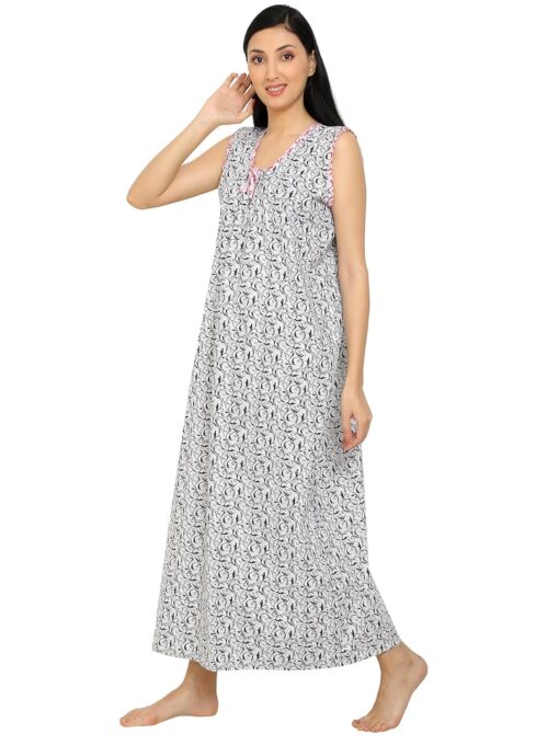 TAAUSHA Women's Printed Latest Western Ladies Maxi Night Gown Nighty for Women Cotton Sleep Wear Night Dress_Free Size_Full Ankle Length - Plus Size Sexy Night Dress For Women - Image 3