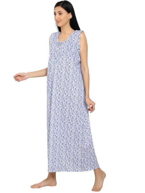 TAAUSHA Women's Printed Latest Western Ladies Maxi Night Gown Nighty for Women Cotton Sleep Wear Night Dress_Free Size_Full Ankle Length - Plus Size Sexy Night Dress For Women - Image 7