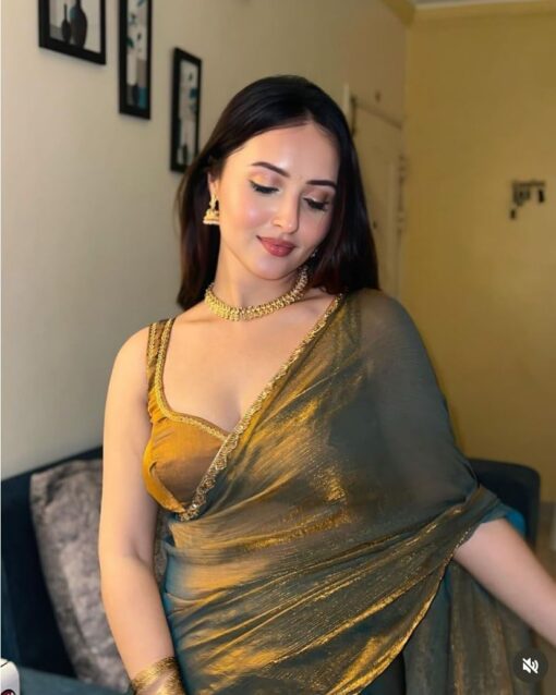 SGF11 Women's Tissue Soft Silk Saree With Unstitched Blouse Piece - Blouse Design Jimmy Choo Saree Price - Image 4