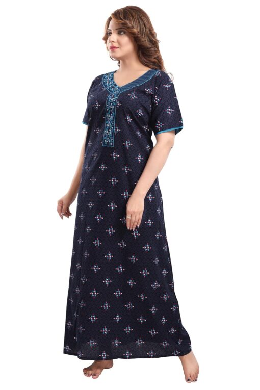TRUNDZ Women's Cotton All Over Print Maxi Night Gown - Girls Sexy Night Dress - Image 3