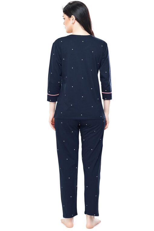 ZEYO Women's Cotton Dot Printed Night Suit Set Of Top & Pajama Set 5281 - Sexy Night Gown - Image 3
