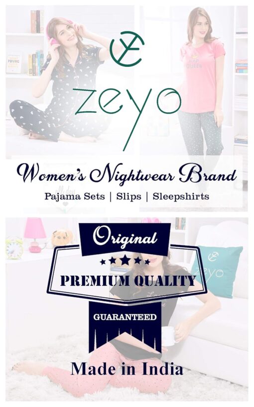 ZEYO Women's Cotton Dot Printed Night Suit Set Of Top & Pajama Set 5281 - Sexy Night Gown - Image 7