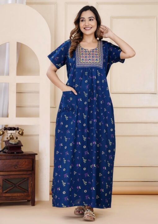 Women's Pure Cotton Regular Nighty Rajasthani Nighty Rajasthani Gown Jaipuri Nighty Jaipuri Gown Maxi Gown - Mini Sexy Dress For Women - Image 3