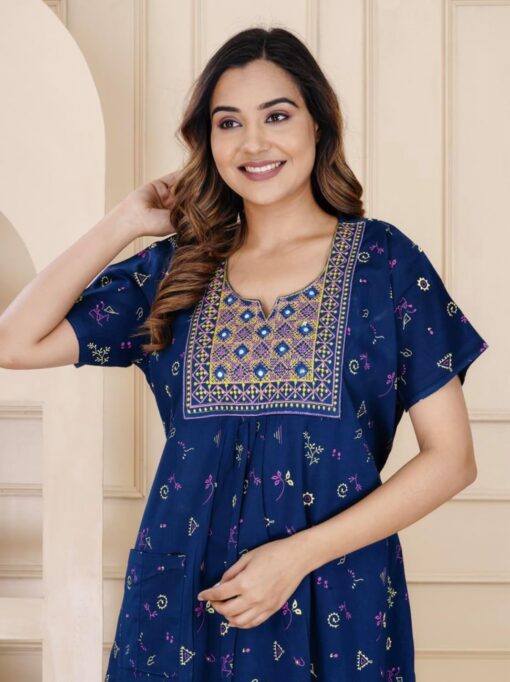 Women's Pure Cotton Regular Nighty Rajasthani Nighty Rajasthani Gown Jaipuri Nighty Jaipuri Gown Maxi Gown - Mini Sexy Dress For Women - Image 4