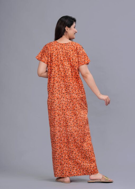 fashiongrape Women's Printed Cotton Zip Nighty with Pocket Nightdress Maxi Gown - Midi Sexy Dress For Women - Image 3
