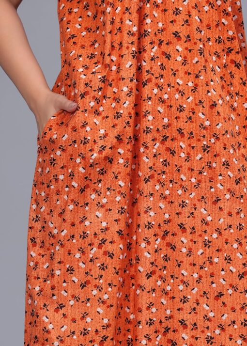 fashiongrape Women's Printed Cotton Zip Nighty with Pocket Nightdress Maxi Gown - Midi Sexy Dress For Women - Image 5
