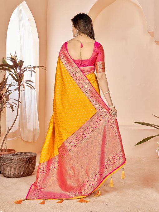 Mehrang Cotton Banarasi Silk Saree for Women With Unstitched Blouse Piece - Green Jimmy Choo Saree Blouse Designs - Image 6