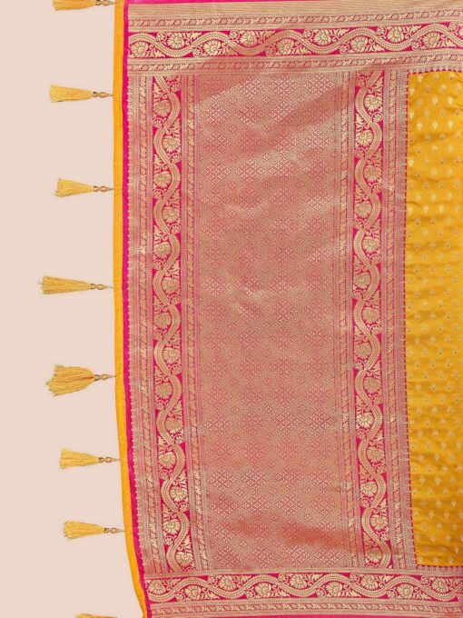 Mehrang Cotton Banarasi Silk Saree for Women With Unstitched Blouse Piece - Green Jimmy Choo Saree Blouse Designs - Image 9