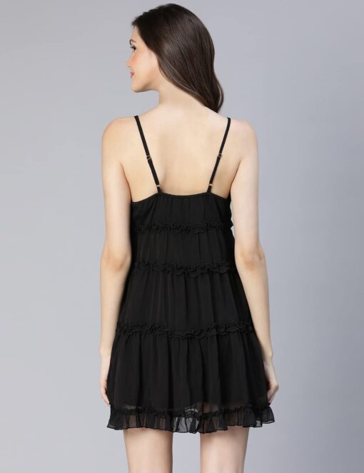 oxolloxo Women Relaxed Fit Polyester Flared Solid Lounge Wear Nightwear Dress - Sexy Night Wear For Women Video - Image 5