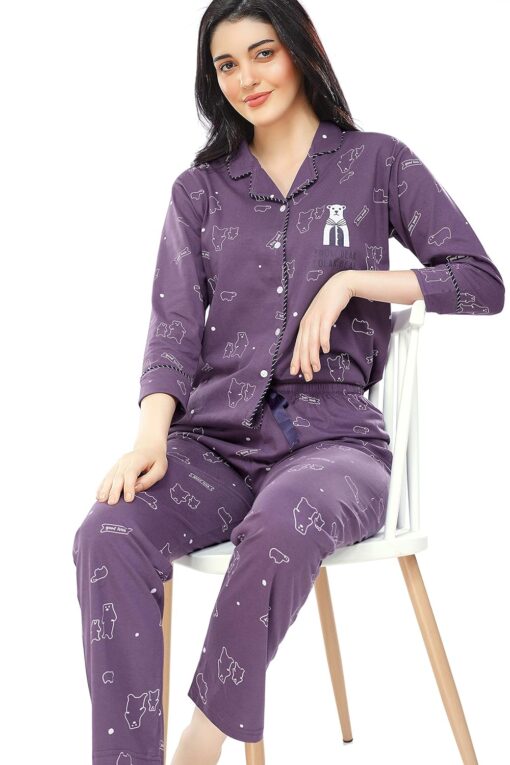ZEYO Women's Cotton Heart Printed Night Suit Set Of Shirt & Pajama Set 5274 - Sexy Night Wear For Women Under 200 - Image 5