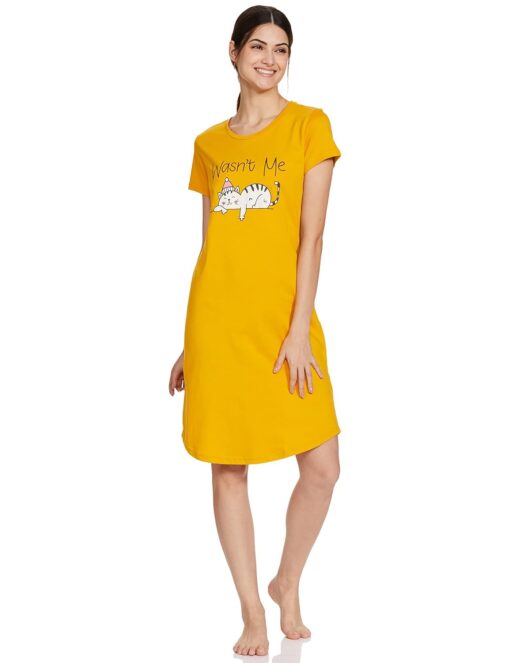 Amazon Brand - Symbol Women's Casual Relaxed Cotton Knee Length Regular Fit Nighty - Sexy Night Wear For Women Videos - Image 7