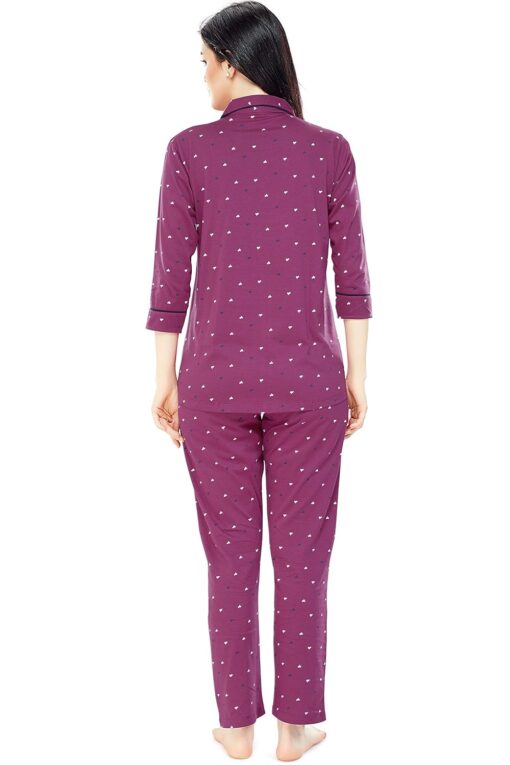 ZEYO Women's Cotton Heart Printed Night Suit set of Shirt & Pajama Set 5152 - Sexy Dress For Women For Night - Image 3
