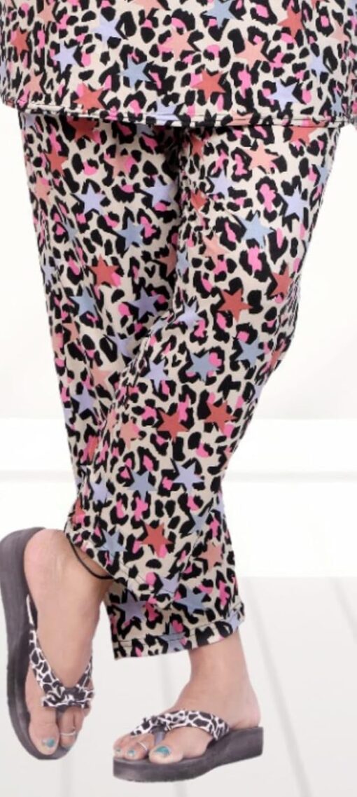 LADYGRAM Ladies Plus Size Full Sleeve Nightwear Geometric Print Stylish and Comfortable Sleepwear Set for Cozy Nights, Perfect for Relaxing, Lounging, and Restful Sleep - Sexy Dress For Night Wear - Image 3