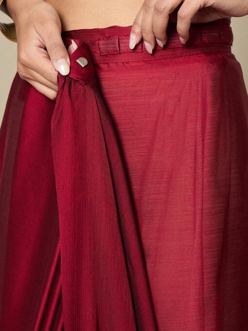 AKHILAM Women's Satin Solid Ready To Wear one Minute Saree With Unstitched Blouse Piece (RTWRADHA1001_RX_Parent) - Jimmy Choo Saree Blouse Designs Images With Price Latest - Image 6