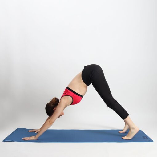 Fitness Mantra® TPE Dual Color Anti-Slip Yoga Mat with Cover Bag for Gym Workout and Yoga Exercise for Men & Women Fitness| 1 Piece| 6mm| 24"x72"| Dual Color| Premium| (Navy + Sky) - Custom Yoga Mats - Image 7