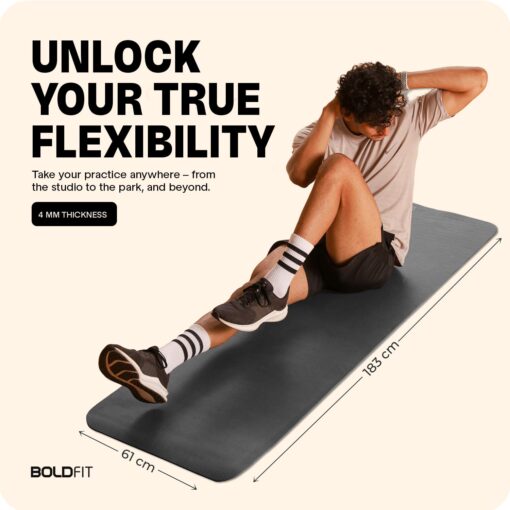 Boldfit Anti Slip 4mm Yoga Mats for Women & Men - Home Workout & Gym Mats - Best Yoga Mats in India - Image 4