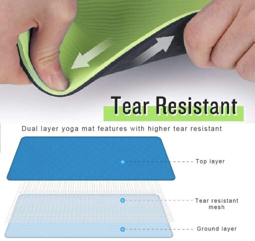 Bodylastics Yoga Mat for Men and Women with Carry Bag TPE 6ft x 2ft x 6mm Large Size Anti Slip & Anti Tear Workout Mat - Thick Yoga Mats - Image 6