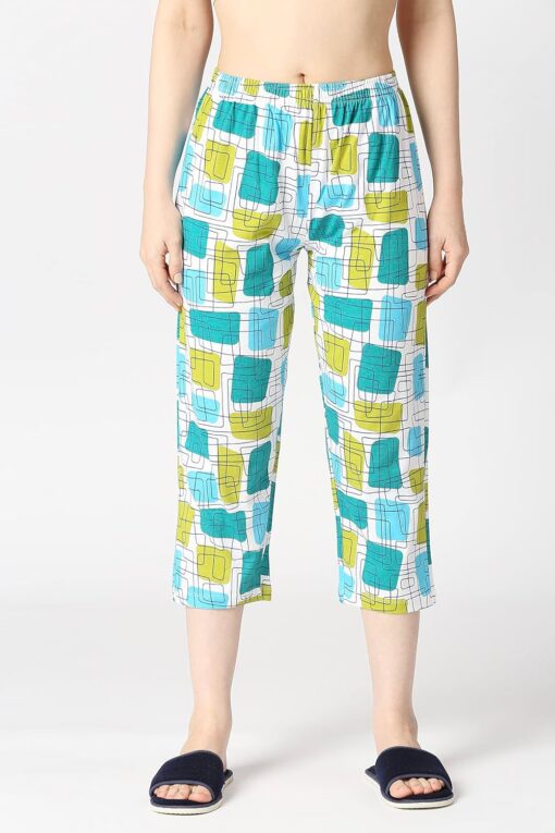 Zebu women's all over print top with neck open & Printed Capri Pack of 1 Night Suit Set - Net Night Dress For Women Sexy - Image 7