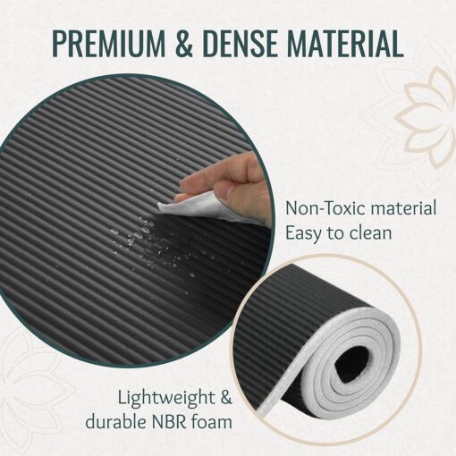HealthSense Yoga Mat for Women & Men | Exercise Gym Mat for Home Workout with Carry Rope, NBR Material, Anti-Slip Design, 6mm Thick, Dual Color – YM 602 (Black & Grey) - Yoga Mats Near Me - Image 3