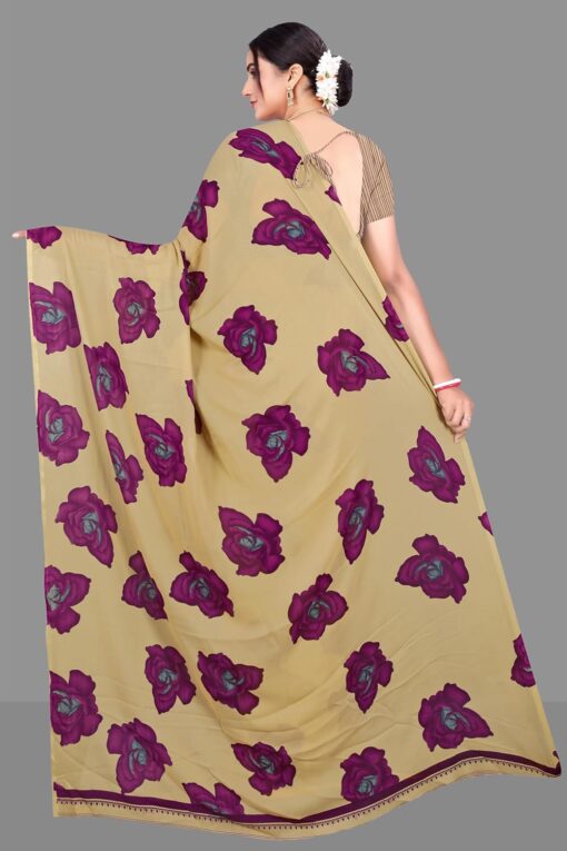 INDONIQ Fashion Women’s Georgette Geometric Printed Saree with Blouse Piece - Kancheepuram VRK SIL - Image 4