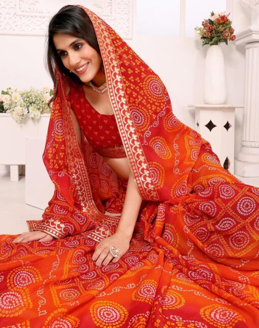 Yashika Women's Woven Latest Georgette Saree with Lace and Blouse Material - Kancheepuram Vrk Silks Hyderabad - Image 5