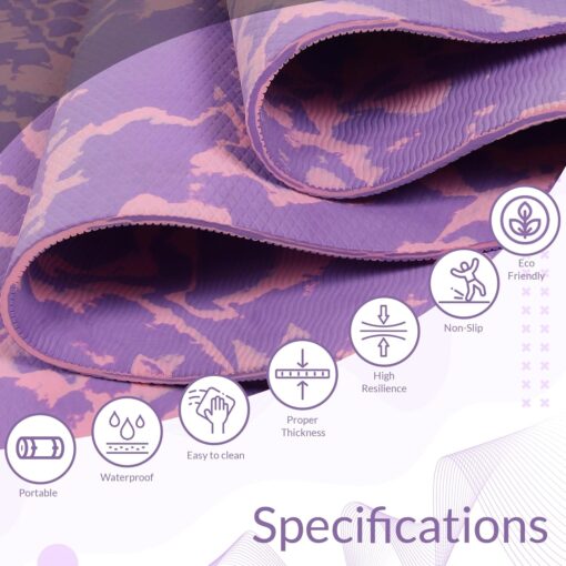 Fitness Mantra® 4mm Marble Design Anti Skid Yoga Mat for Men & Women| Qnty.-1 Pcs.| - Yoga Mats Online - Image 2