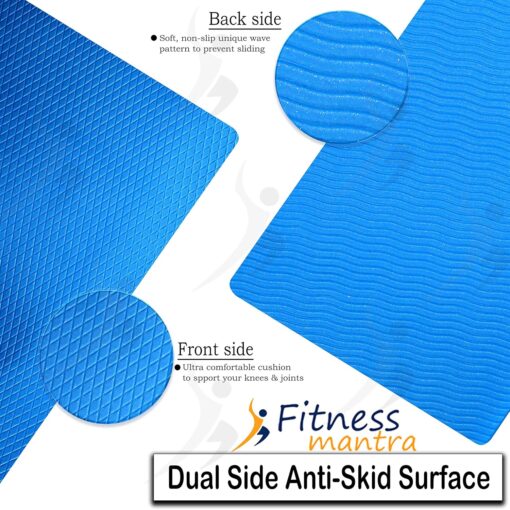 Fitness Mantra® 6mm Anti Skid Yoga Mat for Men & Women| Qnty.-1 Pcs.| (Blue, 6mm) - Yoga Mats - Image 2