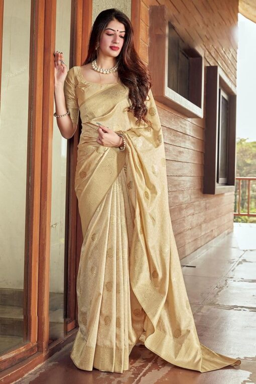 SGF11 Women's Kanjivaram Pure Soft Silk Saree For Women Pure Golden Zari With Blouse Piece - Jimmy Choo Ki Saree - Image 2