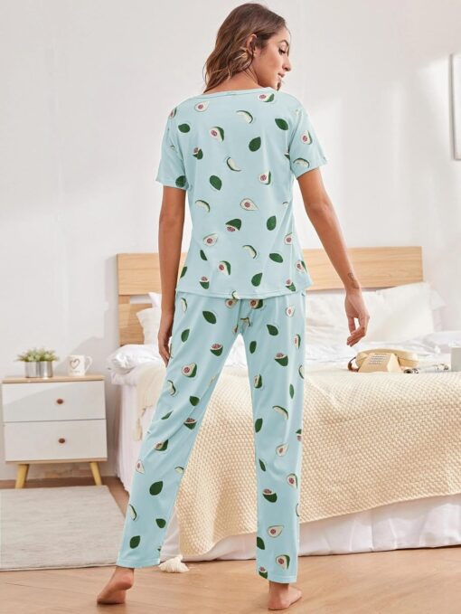 SMOWKLY Printed Round Neck Short Sleeve Nightsuit Set | Pajama Set | Casual Night Dress for Women - Wedding Sexy Night Dress For Women - Image 2