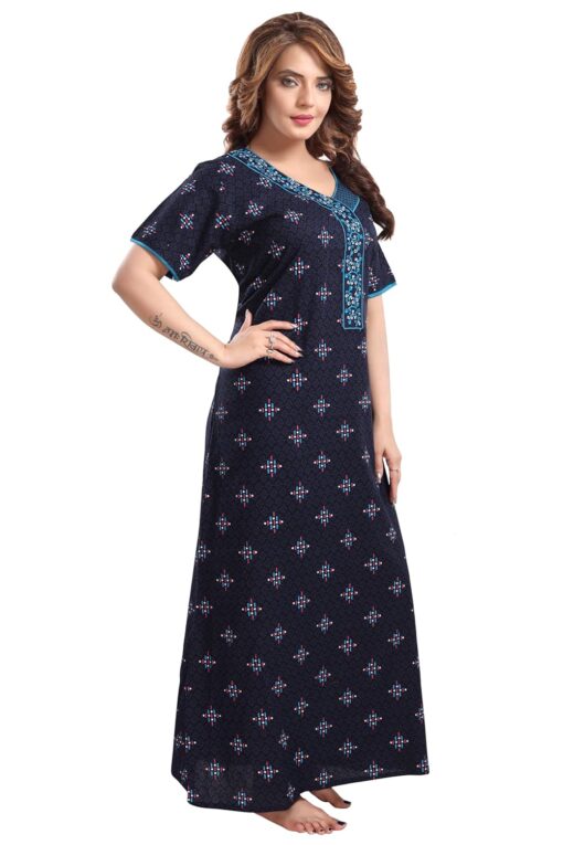 TRUNDZ Women's Cotton All Over Print Maxi Night Gown - Girls Sexy Night Dress - Image 2