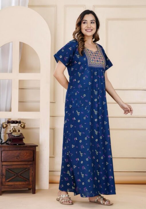 Women's Pure Cotton Regular Nighty Rajasthani Nighty Rajasthani Gown Jaipuri Nighty Jaipuri Gown Maxi Gown - Mini Sexy Dress For Women - Image 2