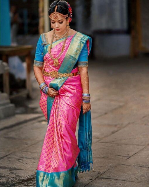 Yashika Women's Trendy Cotton Silk Pink Color Saree with Blouse Material(RINTU PINK) - Jimmy Choo Saree Flipkart Under 500 - Image 2