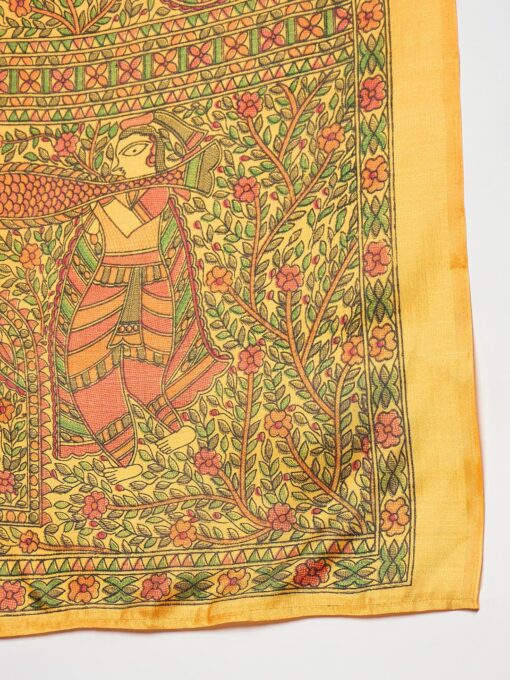 SAREE MALL Women's Khadi Silk Madhubani Printed Ready To Wear one Minute Saree With Unstitched Blouse Piece - Kancheepuram Vrk Silks Karimnagar Photos - Image 7