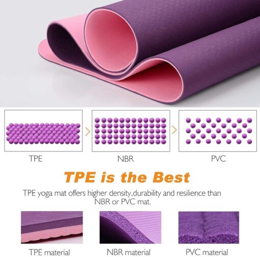 Bodylastics Yoga Mat for Men and Women with Carry Bag TPE 6ft x 2ft x 6mm Large Size Anti Slip & Anti Tear Workout Mat - Best Yoga Mats in India - Image 3