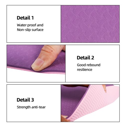 Bodylastics Yoga Mat for Men and Women with Carry Bag TPE 6ft x 2ft x 6mm Large Size Anti Slip & Anti Tear Workout Mat - Best Yoga Mats in India - Image 4