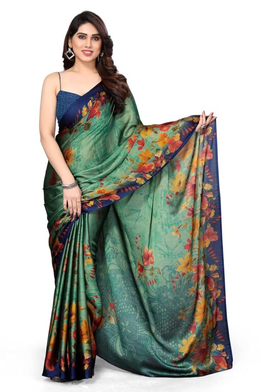MIRCHI FASHION Women's Stylish Chiffon Botanical Printed Saree with Blouse Piece - Kancheepuram Vrk Silks Hyderabad - Image 6