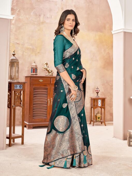 Mehrang Women's Pure Kanjivaram Silk Saree Banarasi Silk Wedding Sarees for Women with Blouse Piece - Kancheepuram Vrk Sil Open Now - Image 4