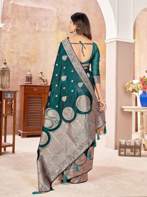 Mehrang Women's Pure Kanjivaram Silk Saree Banarasi Silk Wedding Sarees for Women with Blouse Piece - Kancheepuram Vrk Sil Open Now - Image 6