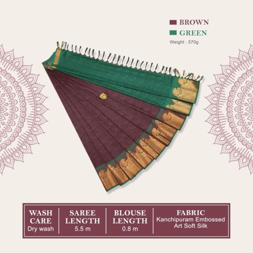 SWANITH Women's Kanjivaram Premium Pure Soft Silk Saree with unstitched Blouse | South Indian Silk Sarees | Bridal Sarees Collection for Wedding. - Kancheepuram Vrk Sil Open Now - Image 3