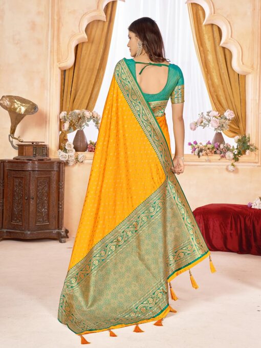 Mehrang Women's Pure Kanjivaram Silk Saree Banarasi Silk Wedding Sarees for Women with Blouse Piece - Kancheepuram VRK SIL - Image 6