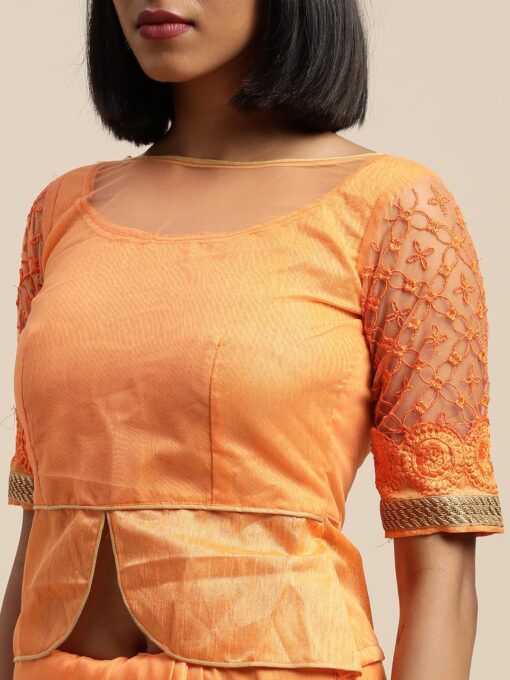 SemizoxisPure Fancy Georgette Embroidery Saree Rich Pallu Design Lace Zari Work Trendy Special Occassion Wear With Unstitched Blouse Piece - Kancheepuram Vrk Silks - Image 3