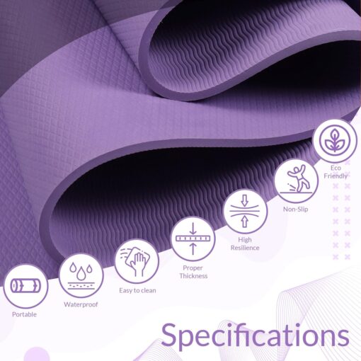Fitness Mantra® 4mm Anti-Slip Yoga Mat for Yoga Exercise |Qnty.-1 Pcs.| With Carrying Strap| Purple| - Best Yoga Mats Online - Image 2