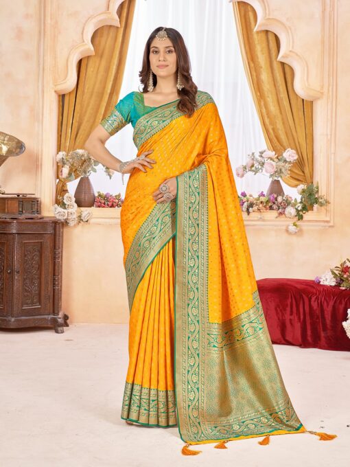 Mehrang Women's Pure Kanjivaram Silk Saree Banarasi Silk Wedding Sarees for Women with Blouse Piece - Kancheepuram VRK SIL - Image 2