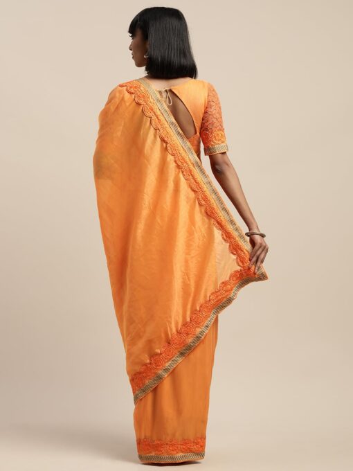 SemizoxisPure Fancy Georgette Embroidery Saree Rich Pallu Design Lace Zari Work Trendy Special Occassion Wear With Unstitched Blouse Piece - Kancheepuram Vrk Silks - Image 2
