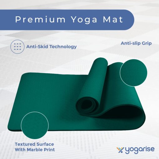 Yogarise 6mm Anti-Skid Yoga Mat with Carry Bag & Strap For Home Gym & Outdoor Workout, Water-Resistant, Super Soft, Easy to Fold (Bottle Green) - Cotton Yoga Mats - Image 4